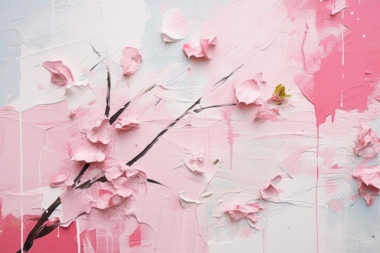 Abstract Pink Cherry Blossom Painting