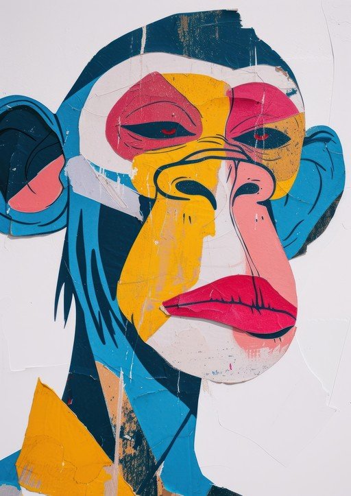 Vibrant Abstract Monkey Portrait