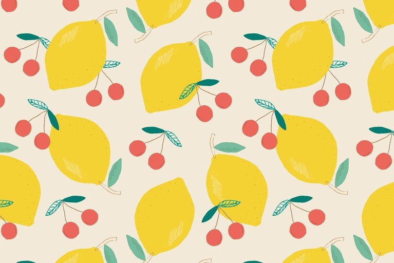 Whimsical Lemon and Cherry Pattern