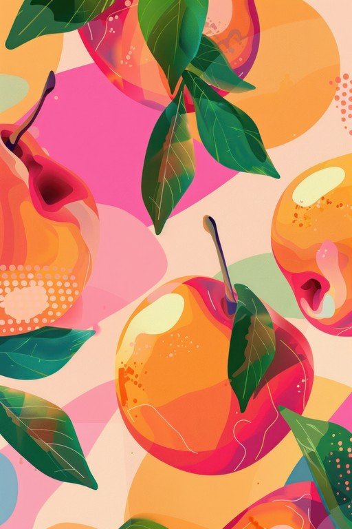 Vibrant Abstract Fruit and Leaf Pattern
