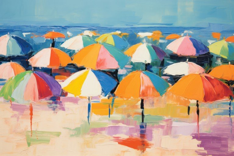 Vibrant Beach Umbrellas Painting