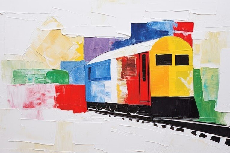 Abstract Train Painting with Bold Colors