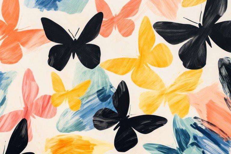 Abstract Butterfly Pattern with Brushstroke Accents