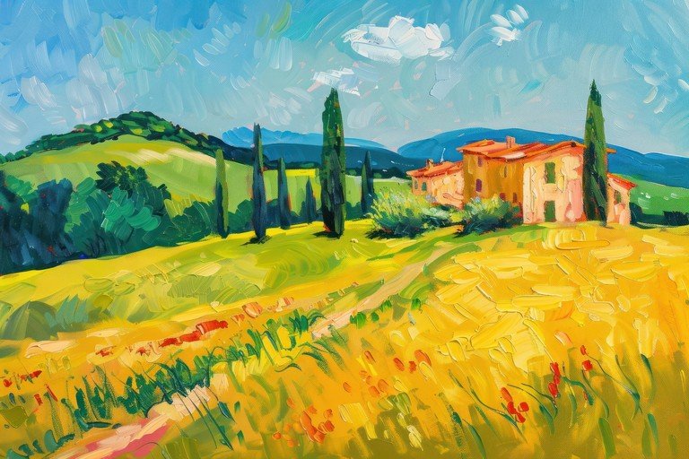 Impressionist Tuscan Landscape Painting