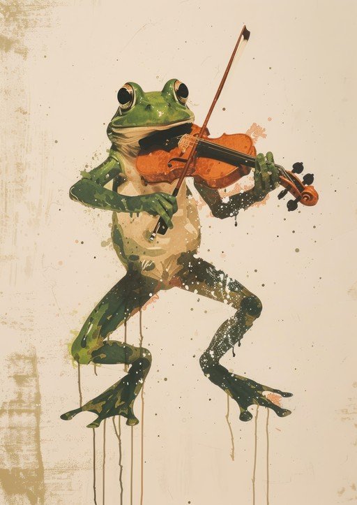 Frog Playing Violin Art Print