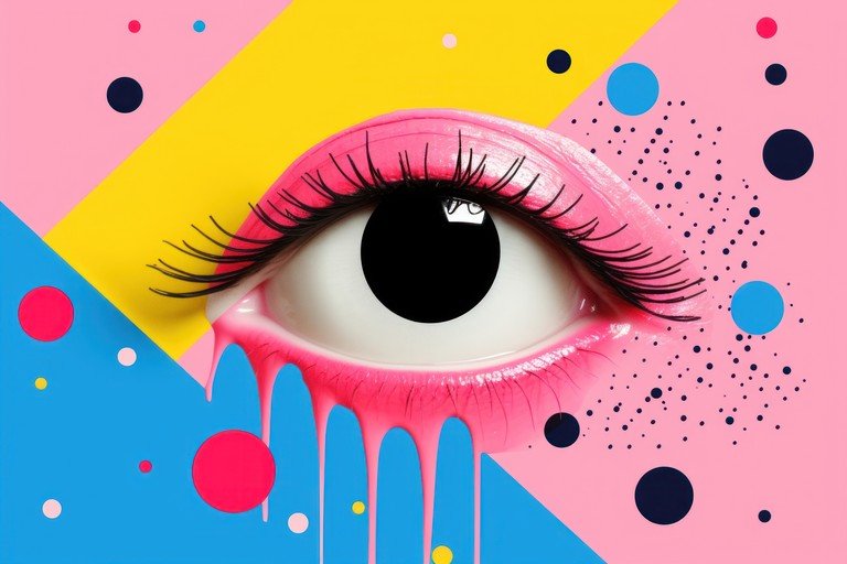 Vibrant Eye with Pink Lashes and Dripping Makeup