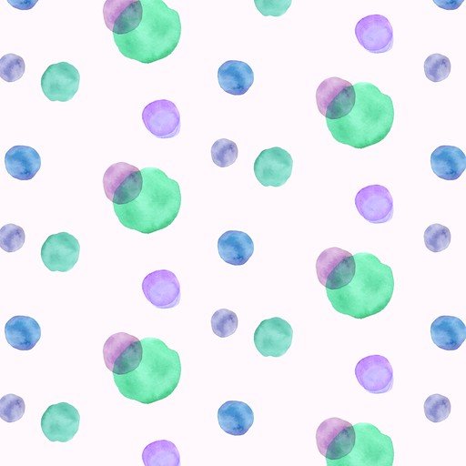 Watercolor Polka Dot Pattern in Blue, Green, and Purple