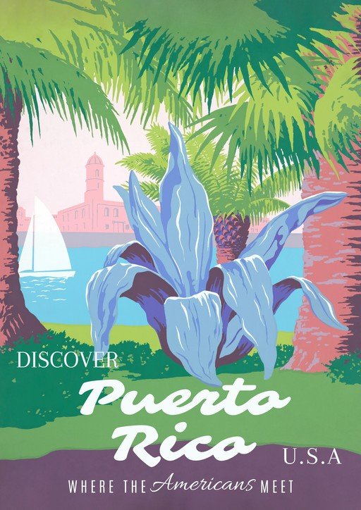 Discover Puerto Rico Vintage Travel Poster