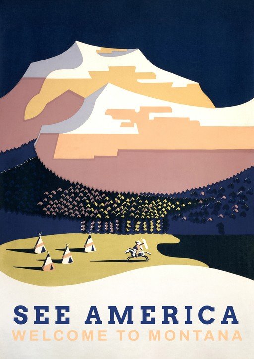 See America: Welcome to Montana Vintage Travel Poster