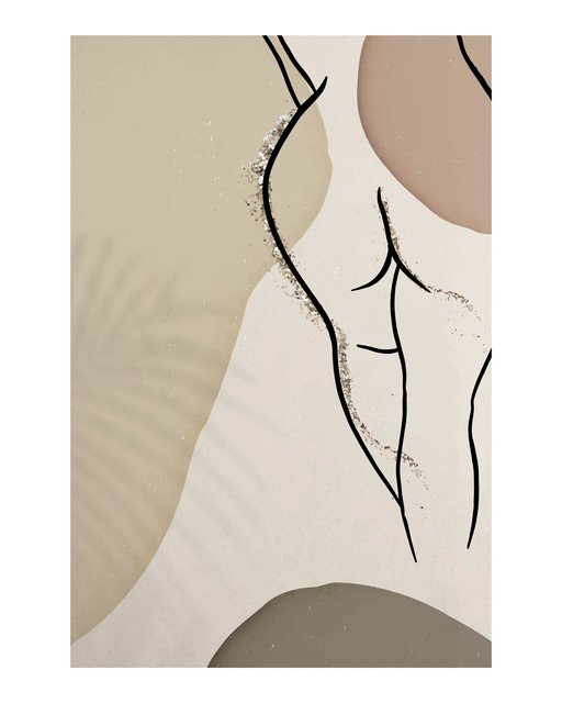 Abstract Line Art of Female Form with Glitter Accents