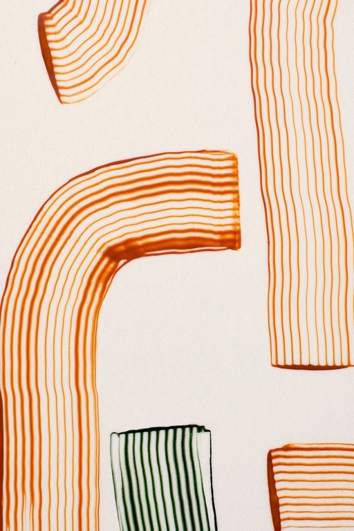 Abstract Orange and Green Stripes on White Background