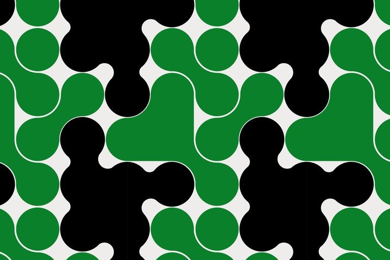 Abstract Geometric Pattern with Green, Black, and White