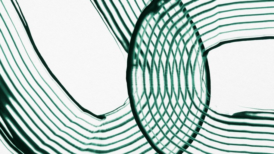 Abstract Green Swirls and Lines on White Background