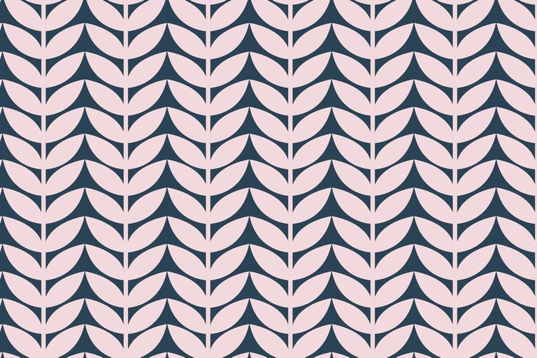 Abstract Leaf Pattern in Pink and Navy