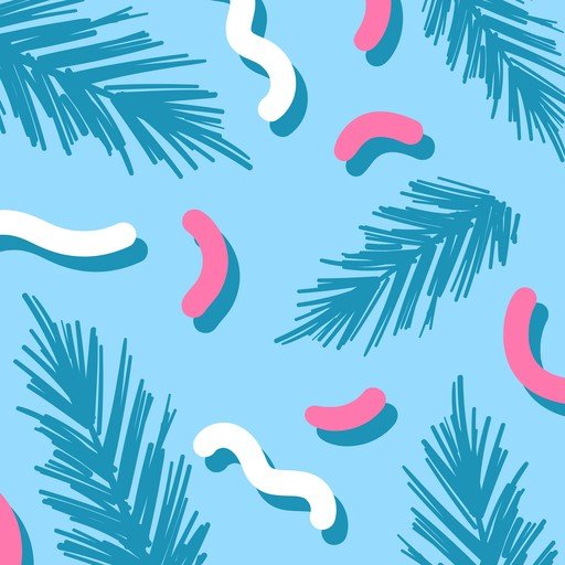 Retro Abstract Palm Frond and Swirl Pattern