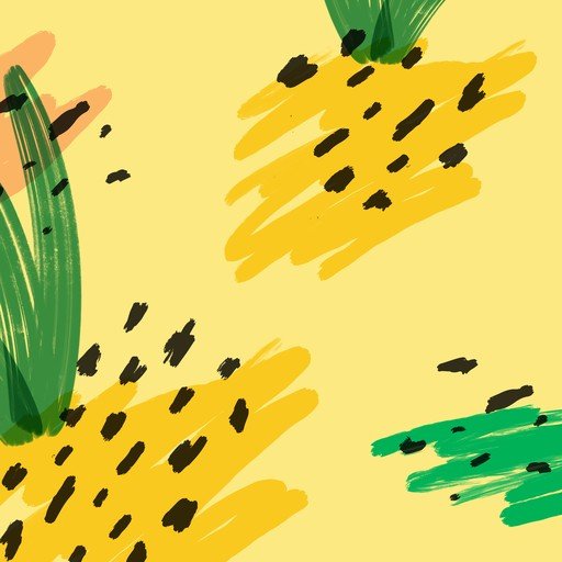 Abstract Pineapple Pattern with Yellow, Green, and Black