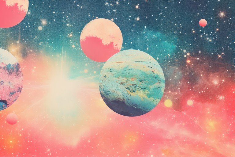 Vibrant Cosmic Landscape with Planets and Nebulae