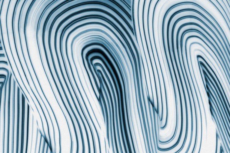 Abstract Blue and White Curving Lines Pattern
