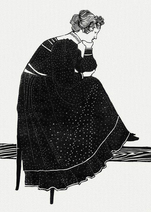 Woman in Black Dress, Pensive Pose