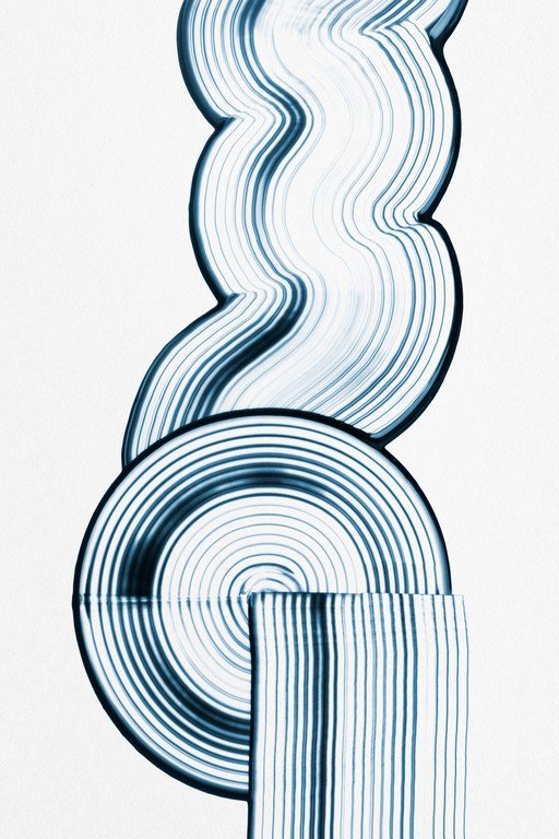 Abstract Blue and White Swirls and Circles