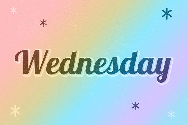 Wednesday Text with Pastel Gradient and Snowflakes