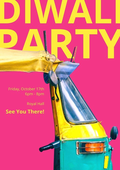 Diwali Party Invitation with Auto Rickshaw