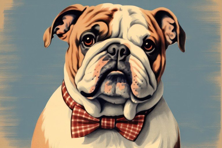 English Bulldog in Red Bow Tie