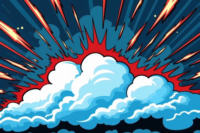 Explosive Comic Book Style Sky with Clouds and Streaks