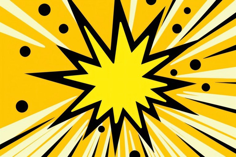 Explosive Yellow Comic Book Background with Black Dots