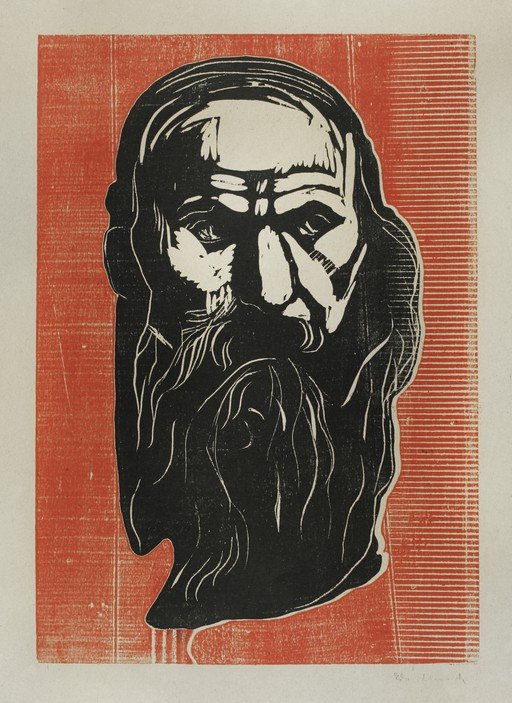 Woodcut Portrait of an Old Man with a Long Beard