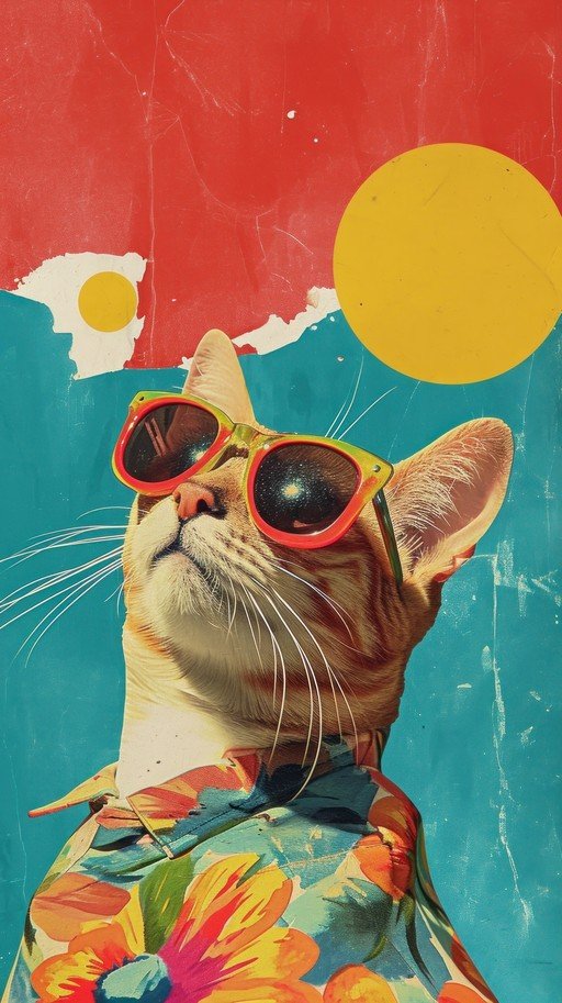 Cool Cat in Sunglasses and Hawaiian Shirt