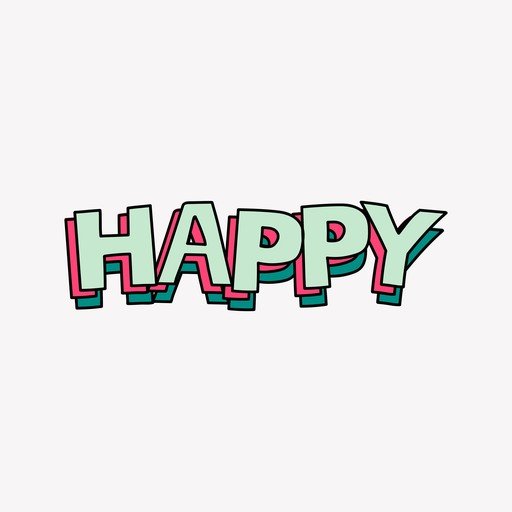 Happy Word Art with 3D Effect