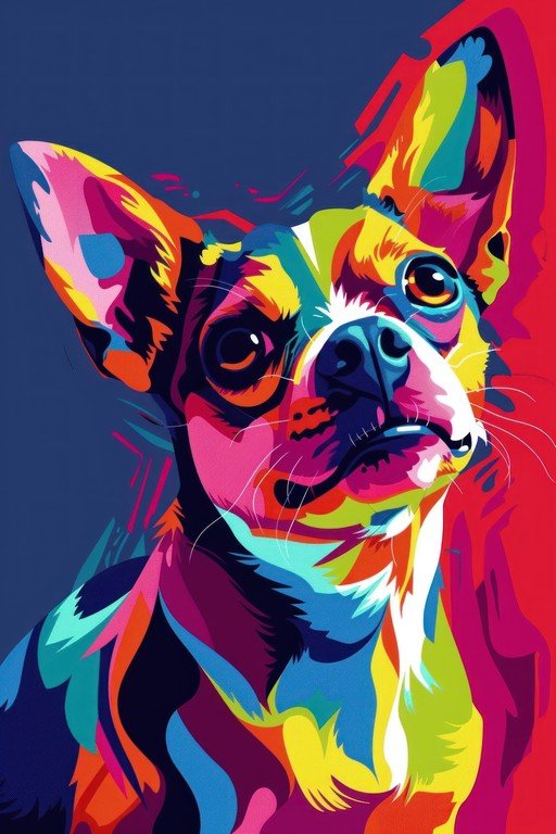 Vibrant Chihuahua Portrait in Pop Art Style