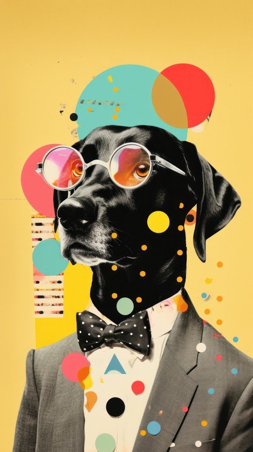 Dapper Dog in Retro Geometric Art