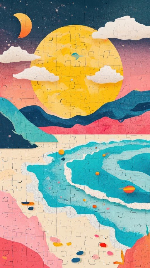 Whimsical Beach Scene Puzzle