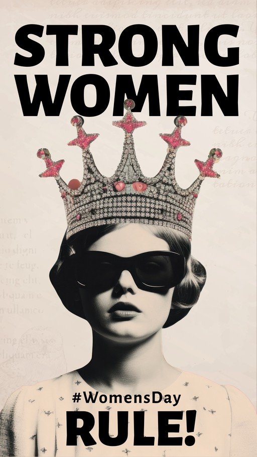 Strong Women Rule: Empowering Queen with Crown and Sunglasses