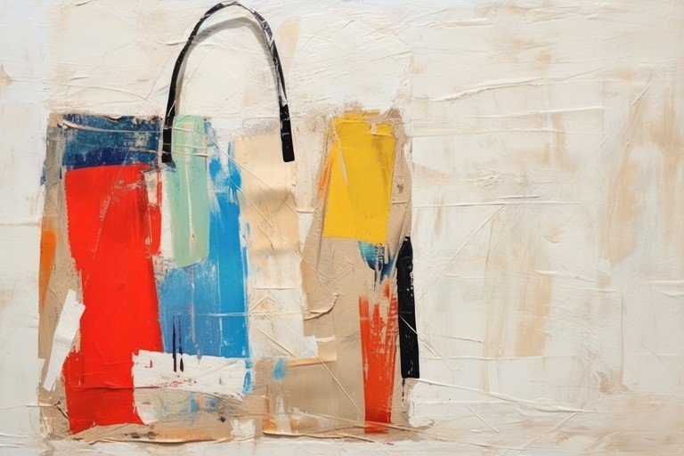 Abstract Tote Bag Painting with Bold Colors