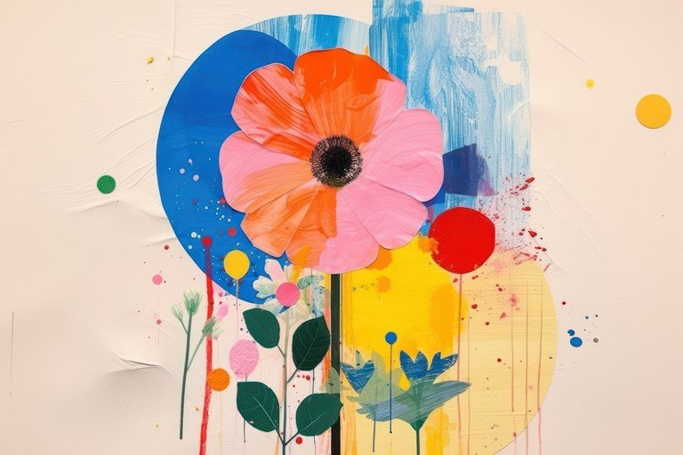 Abstract Floral Collage with Vibrant Colors