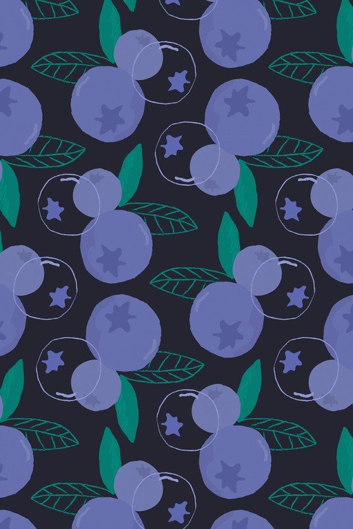 Blueberry Pattern with Leaves