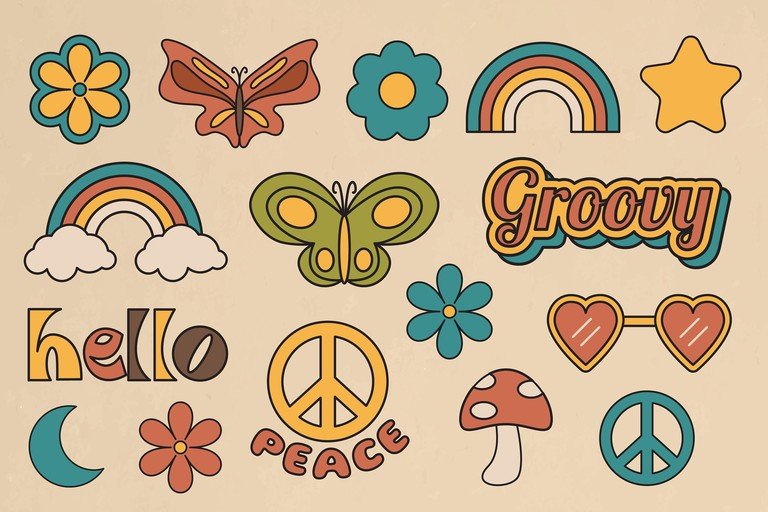 Retro 70s Style Graphics: Peace, Love, and Groovy Vibes