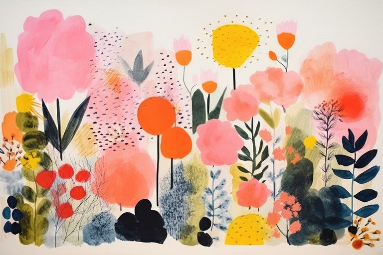 Whimsical Floral Abstract Painting