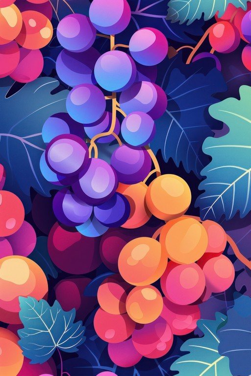 Vibrant Grapes and Leaves Pattern