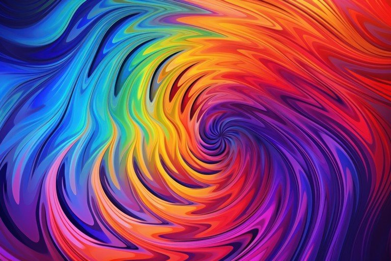 Vibrant Rainbow Swirl Abstract Art