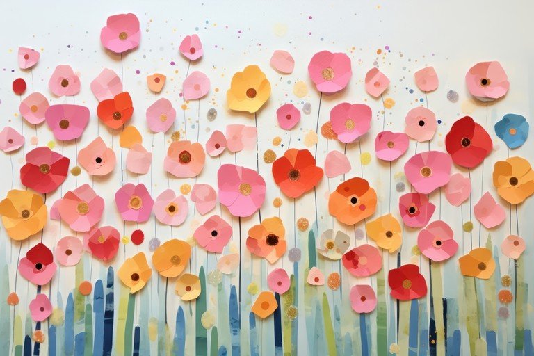 Whimsical Paper Poppy Collage