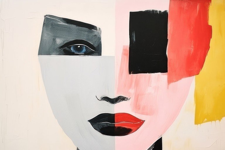Abstract Portrait with Bold Geometric Shapes