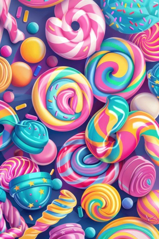 Vibrant Assortment of Colorful Candies and Lollipops