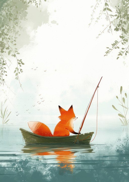 Fox Fishing in a Boat