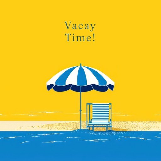 Vacay Time! Beach Scene with Umbrella and Chair