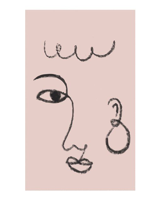 Abstract Face Line Art on Pink Background