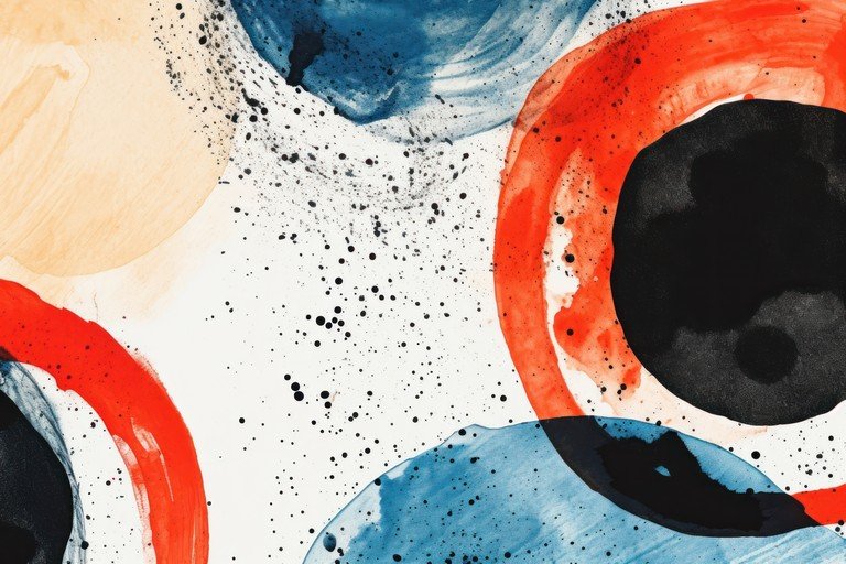 Abstract Watercolor Circles and Splatters